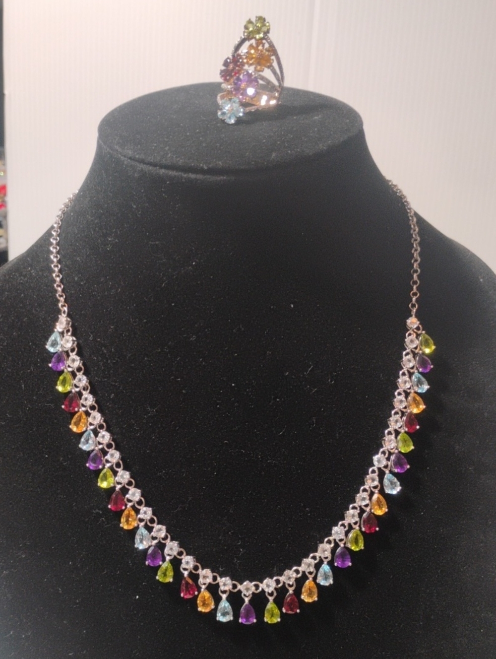 925 Sterling Real Gemstone Necklace & Ring